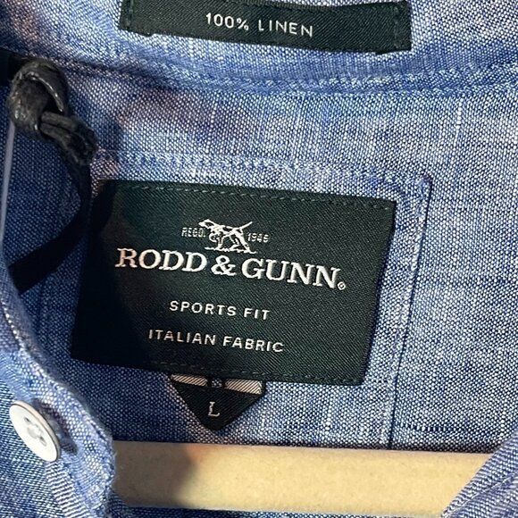 RODD & GUNN Men's Seaford Denim Linen Long Sleeve Button Down Shirt, Large - NWT - Picture 4 of 5